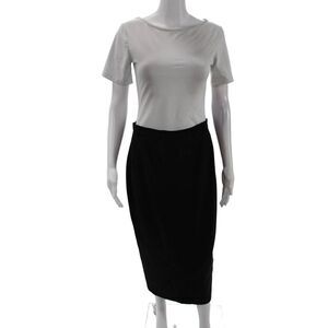 Eitenne Brunel Womens Back Zip Midi Pencil Skirt Black Wool Size 8